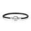 BAMOER Genuine Long Double Pink Black Braided Leather Chain Women Bracelets with 925 Sterling Silver Snake Clasp PAS908