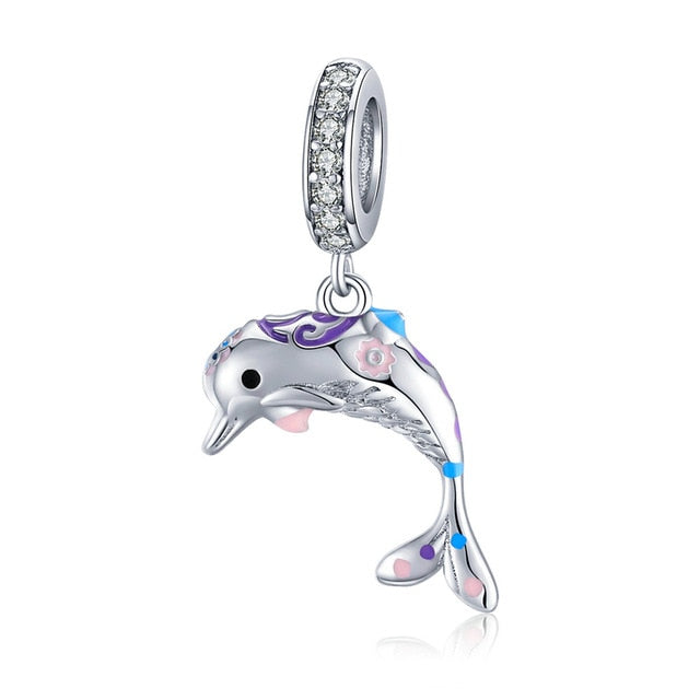 bamoer Silver 925 Dolpin Animal Mermaid Pendant Charm for Jewelry Making Fit Bracelet  Necklace Sterling Silver BSC159
