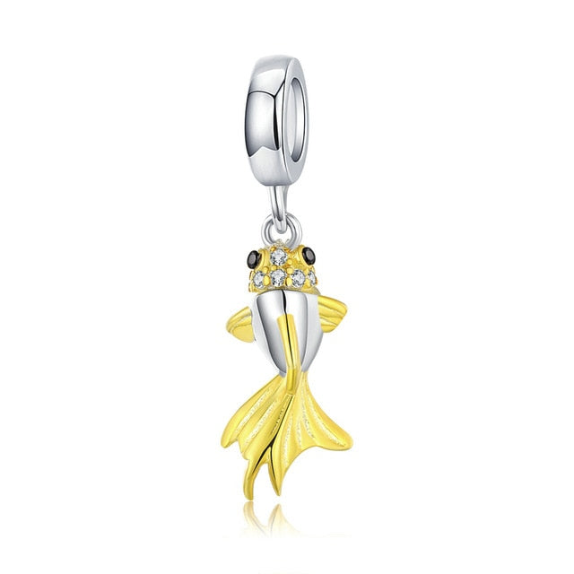 BAMOER Enamel Fish Pendant 925 Sterling Silver DANGLE CHARM Fit Bracelet Necklace Women Fine Jewelry BSC085