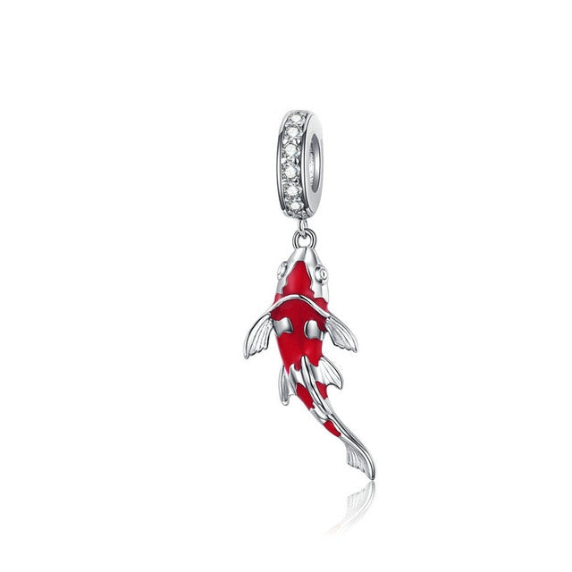 BAMOER Enamel Fish Pendant 925 Sterling Silver DANGLE CHARM Fit Bracelet Necklace Women Fine Jewelry BSC085