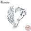 BAMOER Guardian Wings Ring Authentic 925 Sterling Silver Free Size Adjustable Finger Rings for Women Fashion Jewelry SCR512