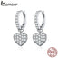 bamoer 925 Sterling Silver Heart Dangle Earrings for Women Radiant Dazzling CZ Paved Wedding Party Jewelry 2020 Brincos SCE821