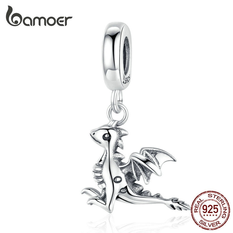 bamoer 3D Drogon Smaug Pendant Charm Sterling Silver 925 Jewelry Original Charms fit Bracelet Necklace European Jewelry SCC1322