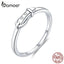 bamoer Authentic 925 Sterling Silver Belt Buckle Pattern Finger Rings for Women Minimalist Design Jewelry Accessories SCR645