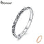 BAMOER Engraved Pattern Ring Real 925 Sterling Silver Black Tibetan Silver Small Finger Rings Unisex Fine Jewelry SCR513