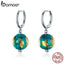 bamoer Genuine 925 Sterling Silver Fancy Glass Beads Drop Earrings for Women Exotic Dangle Earing Fashion Jewelry SCE817