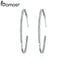 BAMOER New Collection Silver Color Luminous Clear CZ Circle Hoop Earrings for Women Fashion Earrings Jewelry Gift YIE115