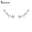 bamoer Shining Star Long Stud Earrings for Women 925 Sterling Silver Zirconia Statement Jewelry Boucles Brincos Bijoux BSE351