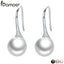 BAMOER 925 Sterling Silver Elegant Round Pure Love Pearl Drop Earrings for Women Jewelry Brincos White ,Black Purple Pink SCE037