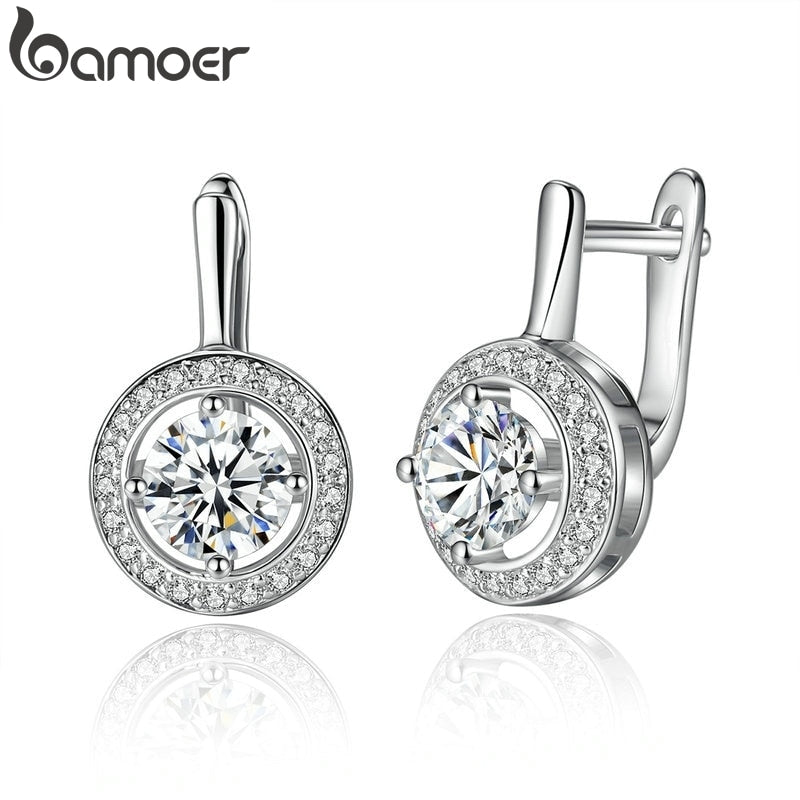 BAMOER New Arrival Silver Color Round Shape Full Of Love Dangle Earrings For Women Fashion Jewelry YIE106