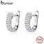 BAMOER Classic New 925 Sterling Silver Shining Clear  CZ Cubic Zircon Stud Earrings for Women Wedding Jewelry SCE560