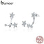 BAMOER Authentic 925 Sterling Silver Clear CZ Luminous Ear Jackets Earrings for Women Silver 925 Women Girl Gifts Jewelry SCE448