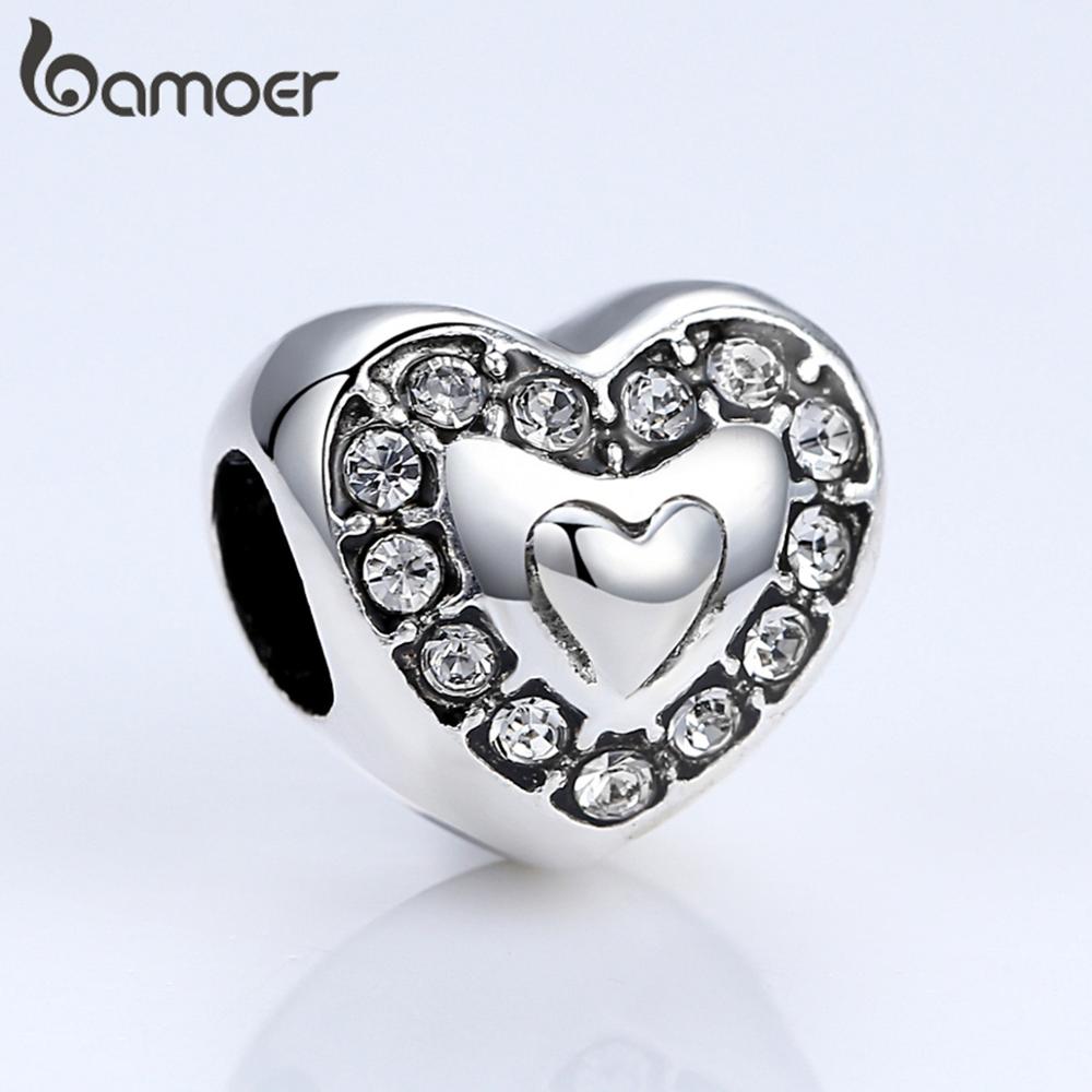 BAMOER Brand New Heart With Crown Charms For Women Pendant & Necklace Fashion Jewelry Party Accessories PA5301