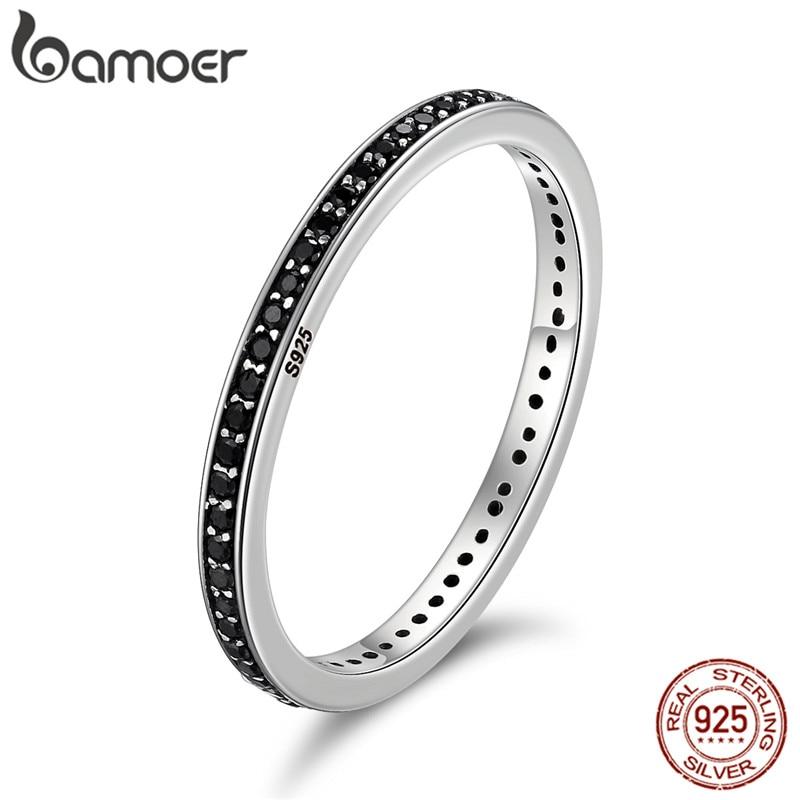 2020 TOP SALE Authentic 925 Sterling Silver 2 Colors Dazzling CZ Stackable Rings for Women Wedding Jewelry Mother Gift SCR114 - BAGREER