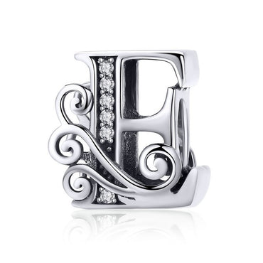 BAMOER 2019 NEW 925 Sterling Silver Vintage A to Z Clear CZ 26 Letter Alphabet Bead Charms Fit Bracelets DIY Jewelry BSC030