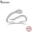bamoer Genuine 925 Sterling Silver Snake Size Open Adjustable Finger Rings for Women Statement Wedding Jewelry SCR666
