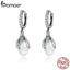 BAMOER Authentic 925 Sterling Silver Blooming Flower Petal Freshwater Pearl Drop Earrings for Women Luxury Silver Jewelry SCE259