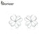 bamoer Flower Clover Stud Earrings for Women 925 Sterling Silver Fine Jewelry Gifts Anti-allergy Ear Pins for Girl SCE864