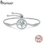 BAMOER Hot Sale 100% 925 Sterling Silver Tree of Life Tennis Bracelet Women Adjustable Link Chain Bracelet Silver Jewelry SCB035
