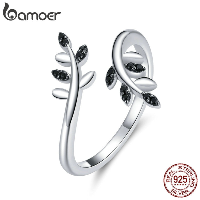 bamoer Authentic 925 Sterling Silver Tree Branch Finger Rings for Women Hypoallergenic Gift Statement Jewelry BSR129