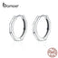 BAMOER Minimalist Geometric Hoop Earrings for Women Authentic 925 Sterling Silver Small Simple Ear Hoops Fine Jewelry SCE622