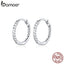 bamoer Minimalist Design Hoop Earrings for Women 925 Sterling Silver Weaving Geometric Design Fashion Jewelry Bijoux SCE841