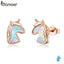 bamoer 2 Color Opal Licorne Stud Earrings for Women 925 Sterling Silver Fashion Jewelry Brincos Dropshipping SCE815