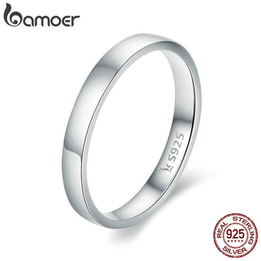 BAMOER High Quality 925 Sterling Silver Wedding Ring Classic Round Finger Ring Women Wedding Engagement Jewelry Gift SCR343