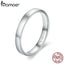 BAMOER High Quality 925 Sterling Silver Wedding Ring Classic Round Finger Ring Women Wedding Engagement Jewelry Gift SCR343
