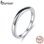 bamoer Authentic 925 Sterling Silver Mobius Ring CZ Tiny Pendant Finger Rings for Women Engagement Statement Jewelry BSR130