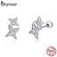 BAMOER 100% 925 Sterling Silver Sparkling Star Meteor Luminous Crystal Stud Earrings For Women Fashion Silver Jewelry SCE432