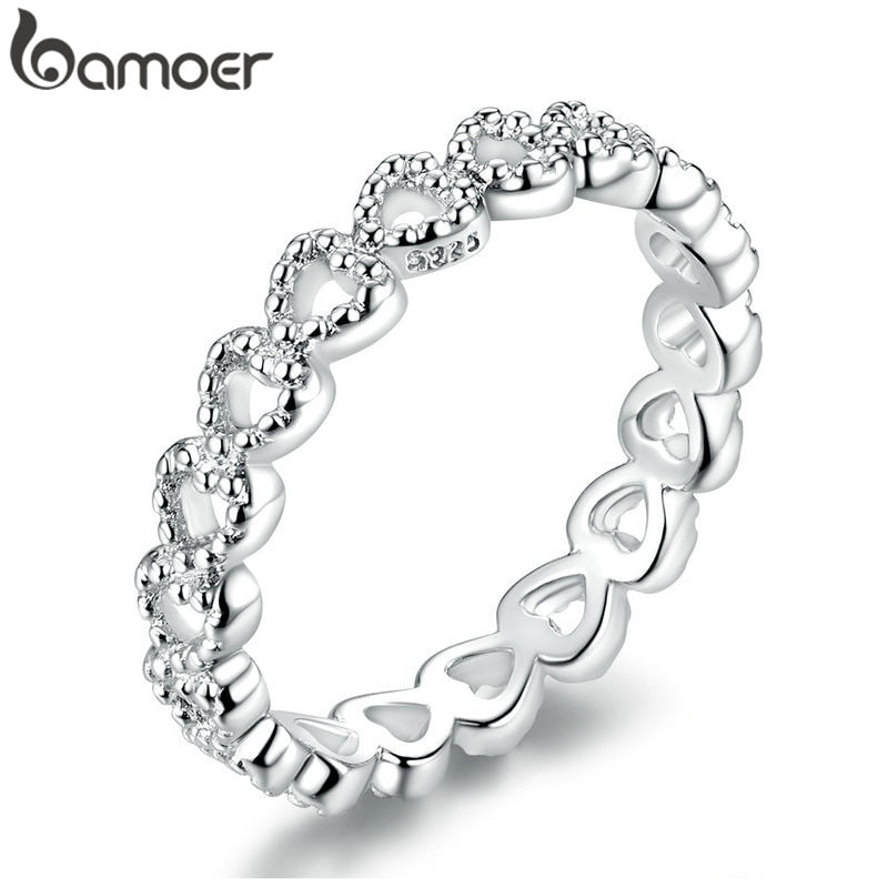 BAMOER Romantic Silver Color Heart to Heart Ring AAA Zirconia Cheap Rings for Women Wedding Jewelry Dropship PA7223