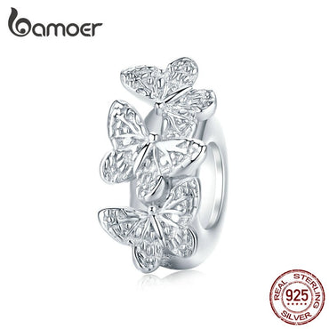 bamoer Butterfly Stopper Charm fit for European Luxury Snake Bracelet 925 Sterling Silver Fashion Jewelry Accessoreis BSC120