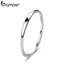 BAMOER 925 Sterling Silver Round Circle Pure Finger Ring Simple Heart Engrave Rings for Women Wedding Engagement Jewelry SCR468