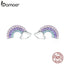 BAMOER New Arrival 925 Sterling Silver Colorful Zircon Rainbow Exquisite Stud Earrings Women Trendy Party Earring Jewelry SCE578