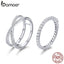 BAMOER 2pcs Authentic 925 Sterling Silver Dazzling CZ Geometric Finger Rings for Women Wedding Engagement Jewelry anel SCR463