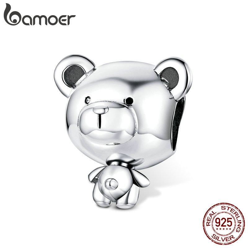 bamoer Bear Toy Beads for Women Jewelry Making 925 Sterling Silver Fashion DIY Jewelry Charm for Original Bracelet 2020 SCC1502