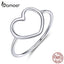 bamoer Sterling Silver 925 Simple Minimalist Heart Finger Rings for Women Wedding Engagement Statement Jewelry SCR641