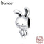 bamoer 925 Sterling Silver Rabbit Animal Metal Charm for Original Silver Snake Bracelet & Bangle Fine Jewelry Making SCC1517