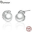 BAMOER Pearl Earrings Jewelry 925 Sterling Silver White Pearl Push-back Stud Earrings For Women Fashion Jewelry SCE021