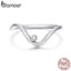 bamoer Genuine 925 Sterling Silver Wave Finger Rings for Women Minimalist Korean Style Fine Jewelry Bague SCR650