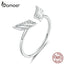 bamoer 925 Sterling Silver Flying Wings Open Finger Rings for Women Adjustable Free Size Original Design Jewelry Bijoux BSR108