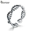 bamoer Original Design 925 Sterling Silver DNA Open Adjustable Finger Rings for Women Free Size Ring Fashion Jewelry SCR643