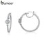 BAMOER New Arrival Silver Color Hyperbole Big Round Circle Clear CZ Cubic Zircon Stud Earrings for Women Jewelry YIE137