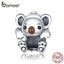 bamoer Baby Koala Metal Beads for Women Jewelry Making 925 Sterling Silver Animal Charm fit Bracelet & Bangle Jewelry SCC1304