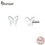 bamoer Genuine 925 Sterling Silver Small Simple Butterfly Stud Earrings for Women Silver 925 Anti-allergy Fine Jewelry SCE775