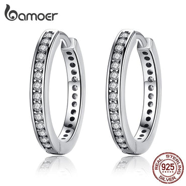 2018 FLASH DEALS 4 Colors 925 Sterling Silver CZ Simple Female Hoop Earrings Jewelry for Women Sterling Silver Jewelry PAS456 - BAGREER