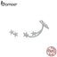 BAMOER Star Comet Asymmetry Stud Earrings for Women Clear CZ Bright Meteor Ear Stud 925 Sterling Silver Jewelry Femme BSE087