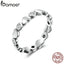 BAMOER Genuine 925 Sterling Silver Stackable Ring Love Heart Forever Finger Rings for Women Wedding Engagement Jewelry SCR164