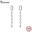bamoer Geometric Long Dangle Earrings for Women Wedding Engagement Jewelry 925 Sterling Silver Female Luxury Bijoux SCE583